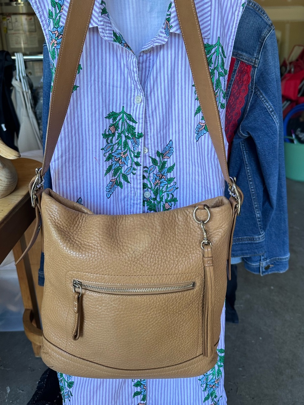 Coach Tan Pebbled Leather Shoulder Bag